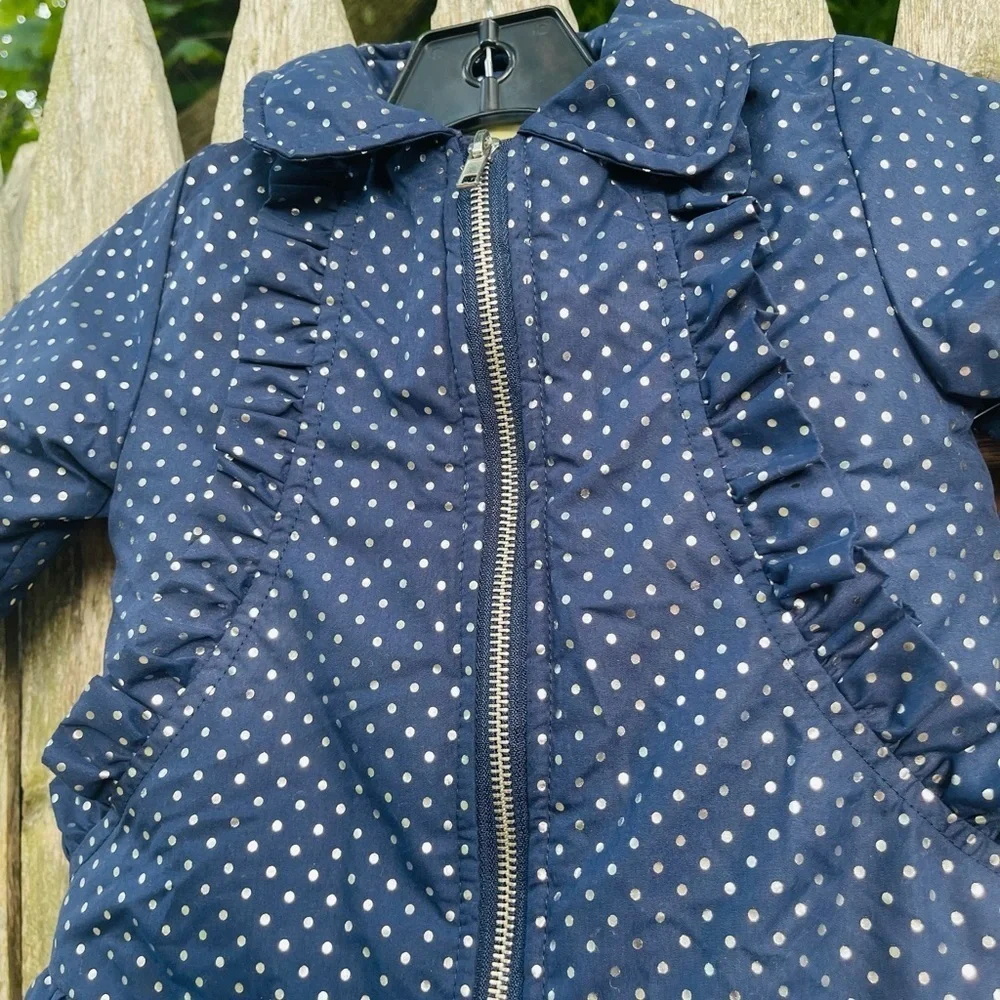 Penelope Mack girls navy blue polka dot jacket